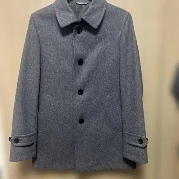 그레이 울 코트 라운드 칼라