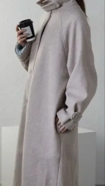 ap retro 스탠드 칼라 롱 코트 그레이