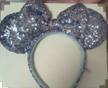 미키 귀 모양 머리띠 파란색 스팽글