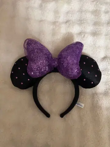 디즈니 머리띠 블랙 보라색 스팽글 할로윈