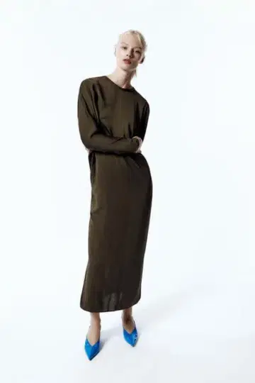 ZARA 카키 롱 원피스 드레스
