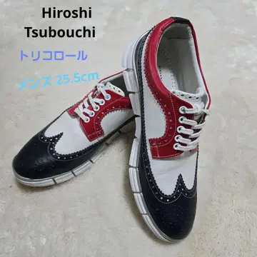 히로시 츠보우치 천연 가죽 윙팁 트리코 컬러 하이브리드 신발