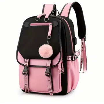 핑크 x 블랙 스쿨 백팩 귀여운 백팩 럭색