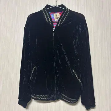 벨로아 스카잔 뼈 자수 블랙 구제 의류 빈티지