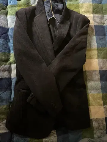 비즈니스 전문가 다크 그레이 코듀로이 테일러드 자켓