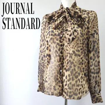 레오파드 무늬 보타이 리본 긴팔 셔츠 저널 스탠다드 레사쥬