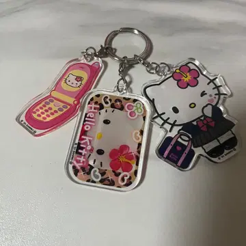 헬로키티 3단 아크릴 키링 헤이세이 코갸루 미사용 새상품