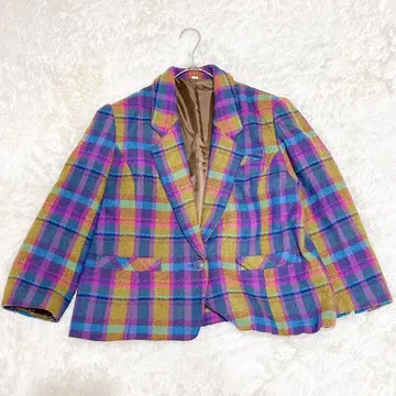 M0182 [테일러드 자켓] 체크 무늬 가슴 포켓 울 혼방 컬러풀