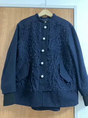 MUVEIL WORK 노카라 자켓 네이비