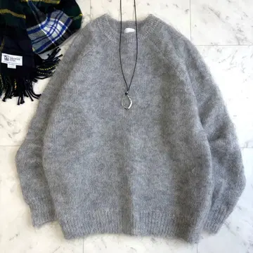 새상품급 볼지 퍼 모헤어 크루넥 풀오버 그레이 9호