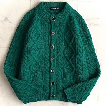 투모로우랜드 케이블 짜임 니트 가디건 그린