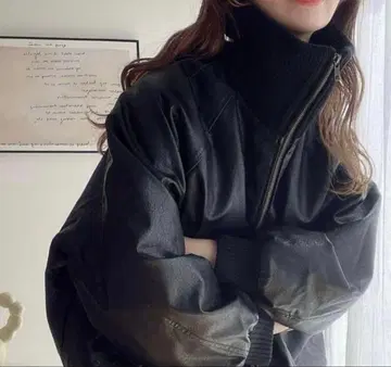 [ java ] 클래식 엘프 아우터 리브 터틀 인조 가죽 자켓