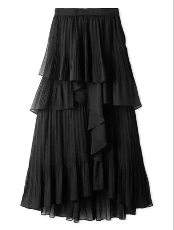 SNIDEL 스나이델 스트레이트 플리츠 캉캉 스커트 BLK