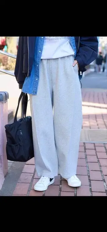 FREAK'S STORE 본딩 커브 와이드 스웨트 팬츠