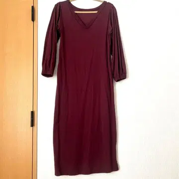 유나이티드 애로우즈 롱 원피스 긴팔 와인 레드 퍼플