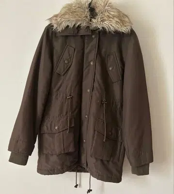 모즈 코트 집업 코트 퍼 포함 카키