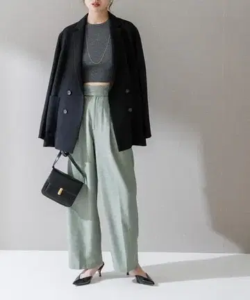 URBAN RESEARCH ROSSO 하이웨스트 트위드 와이드 팬츠