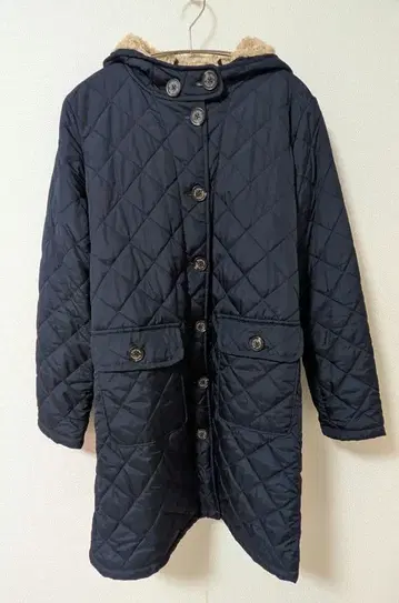 빔즈 퀼팅 롱 코트 보아 안감 네이비 M