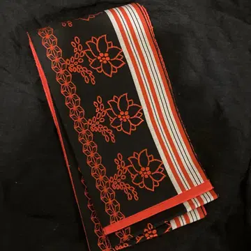 하카타 오리 꽃 & 벼 자수 반폭 오비