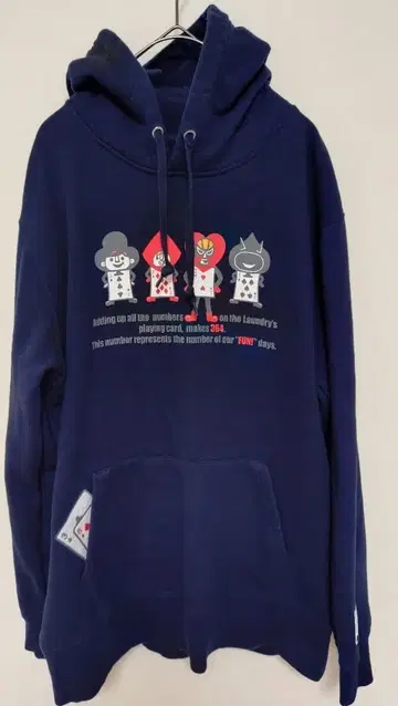 세탁 카드놀이 후드티 L 네이비