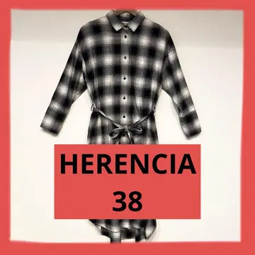 여성용 HERENCIA 셔츠 원피스 블랙 화이트 체크 38