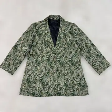 60s 빈티지! 폴리에스테르 테일러드 자켓 그린 컬러와 화이트 무늬