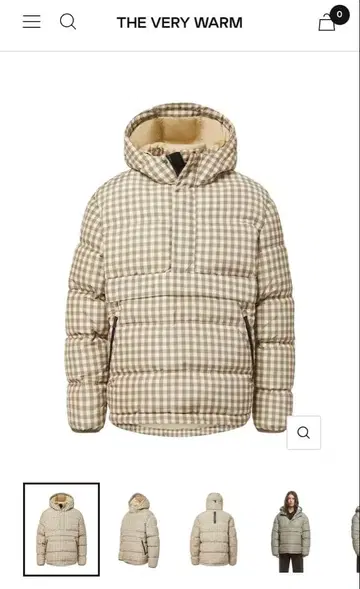 체크 무늬 다운 자켓 베이지 브라운