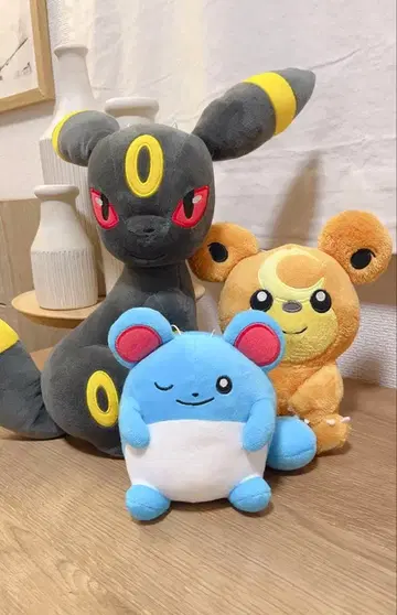 포켓몬 봉제 인형 블래키 & 마릴 & 침바 3종 세트