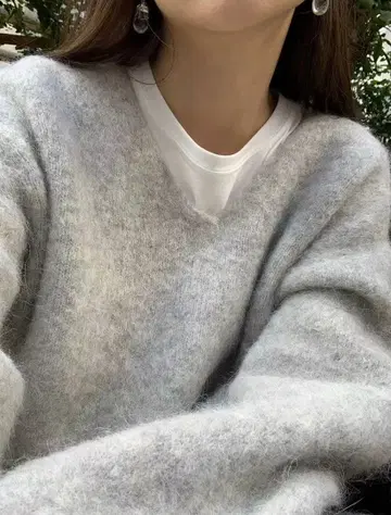 ounce 알파카 니트 알파카 v 니트 그레이 니트 한국 여성용