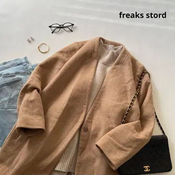 6982 프릭스스토어 울 블렌드 V넥 롱 코트