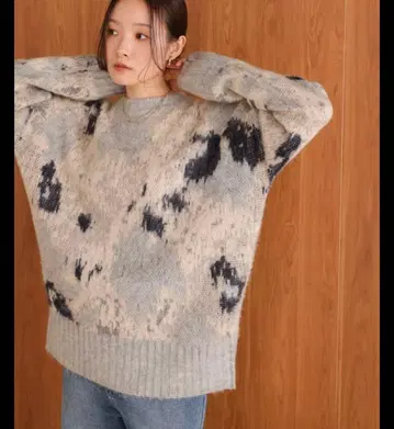 Bab 뉘앙스 패턴 니트탑 니트 스웨터