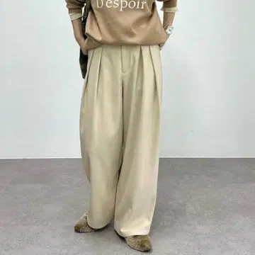 [ 미사용 새상품 ] PUAL CE CIN 투 턱 기모 슬랙스 팬츠