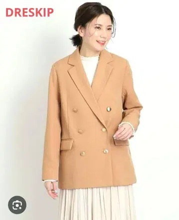 DRESKIP 테일러드 자켓 골드 버튼 카멜