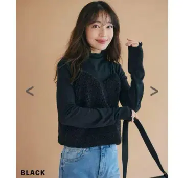 [ 새상품 ] 베이스먼트 온라인 푸들 퍼 뷔스티에 & 터틀넥 세트