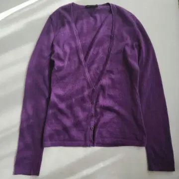 모가 MOGA 캐시미어 100% 긴팔 가디건 V넥 얇은 소재 퍼플 보라색