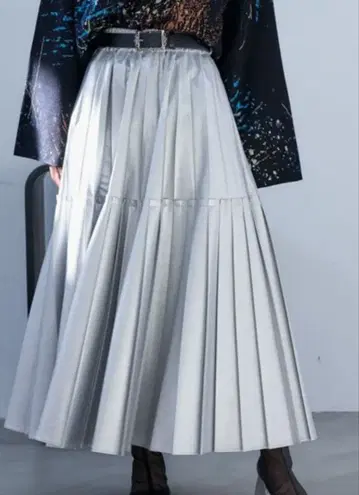 인조 가죽 플리츠 스커트