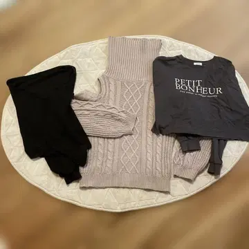 오프숄더 케이블 니트 스웨터 핑크 블랙 그레이 3종 세트