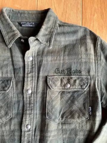 CUTRATE 체크 무늬 긴팔 플란넬 셔츠 그린 계열