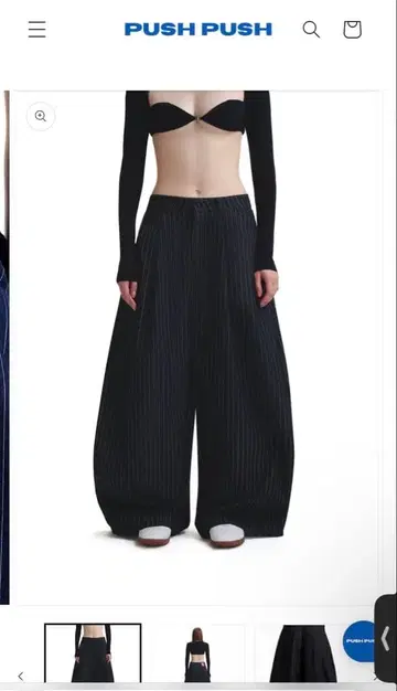 PUSH PUSH 블랙 스트라이프 데님 팬츠 L