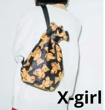 X-girl 엑스걸 BEAR BUCKET BAG 곰 무늬 베이지