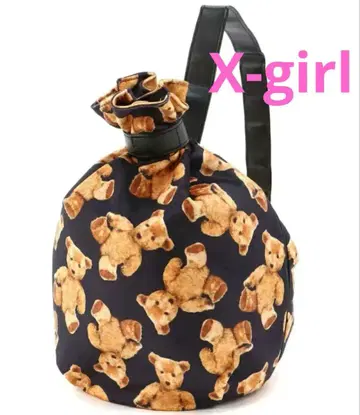 X-girl 엑스걸 BEAR BUCKET BAG 곰 무늬 베이지