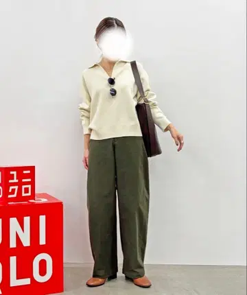 [ 새상품급 ] UNIQLO 저지 배럴 레그 팬츠 올리브 M