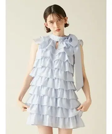 Lily brown 프릴 보타이 미니 드레스