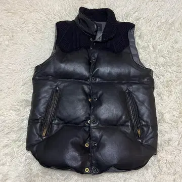 MEN'S MELROSE 가죽 다운 베스트 양가죽 블랙 4