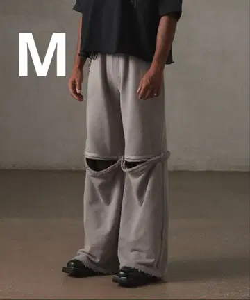 [ GRANCY ] 지퍼 디자인 스웨트 팬츠 그레이 M 사이즈