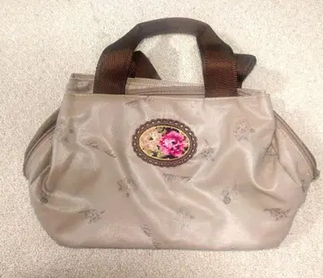 셔닐 레이크 알스터 베이지 꽃무늬 자수 핸드백