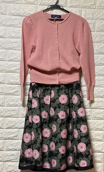 엠즈그레이시 옷깃 펄 가디건 핑크 40