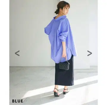 [ 미사용 새상품 ] 베이스먼트 온라인 빅 실루엣 셔츠 블루