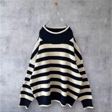 새상품급 슬로브 이에나 와플 보더/자수 풀오버