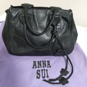 안나수이 ANNA SUI 토트백 블랙 가죽 버터플라이 참 포함